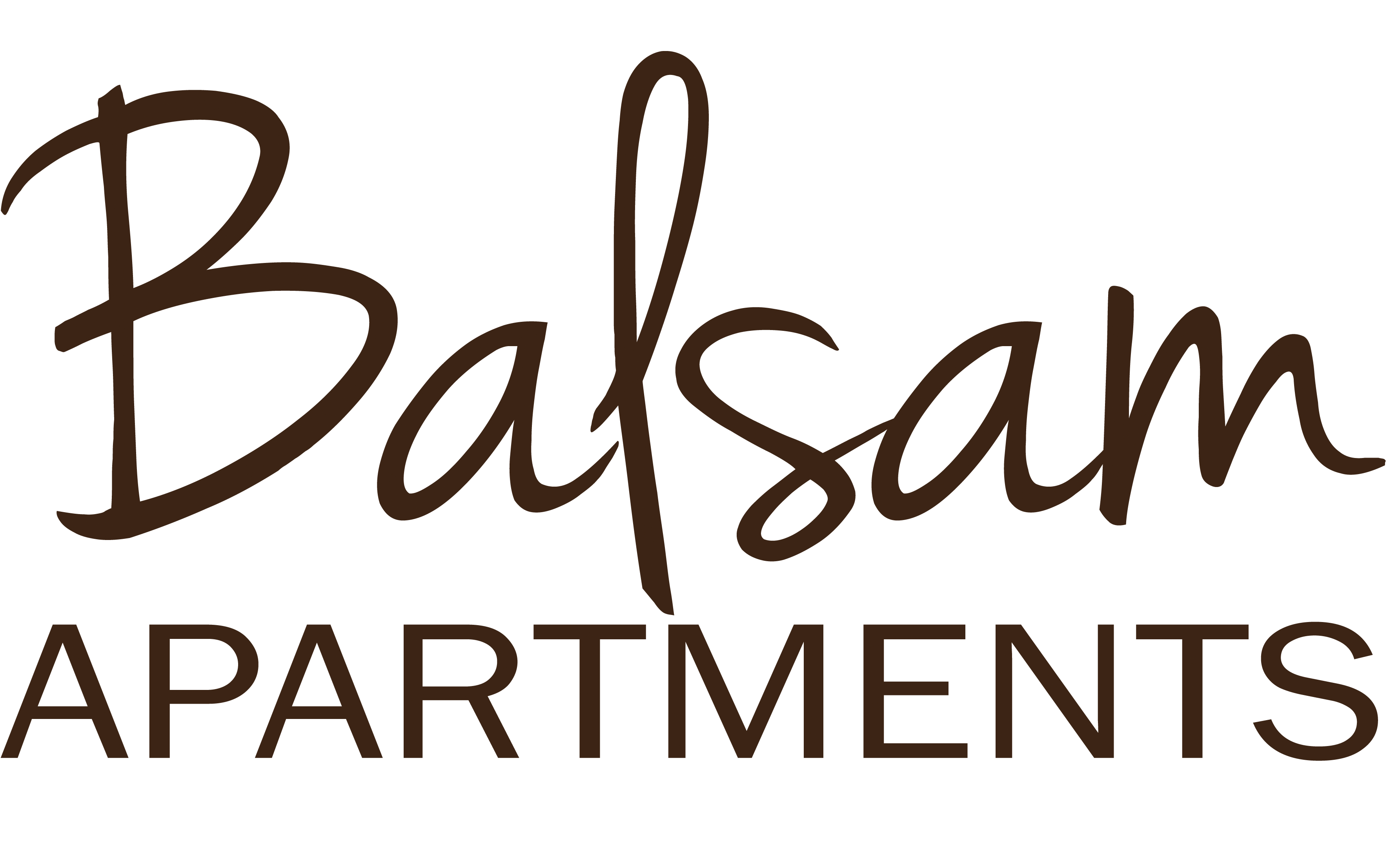 The image is a logo for Balsam Apartments.